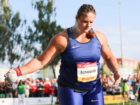 German shot putter Christina Schwanitz (LV 90 Erzgebirge) at the Schönebecker SoleCup 2016 in Schönebeck/Elbe