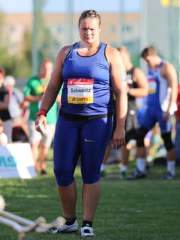 German shot putter Christina Schwanitz (LV 90 Erzgebirge) at the Schönebecker SoleCup 2016 in Schönebeck/Elbe