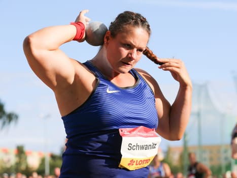 German shot putter Christina Schwanitz (LV 90 Erzgebirge) at the Schönebecker SoleCup 2016 in Schönebeck/Elbe