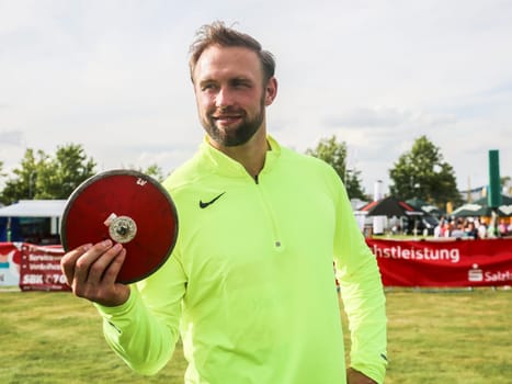 German discus thrower Robert Harting (SCC Berlin) at the Schönebecker SoleCup 2016 in Schönebeck/Elbe
