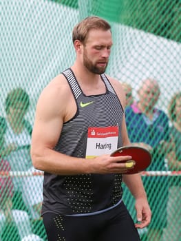 German discus thrower Robert Harting (SCC Berlin) at the Schönebecker SoleCup 2016 in Schönebeck/Elbe