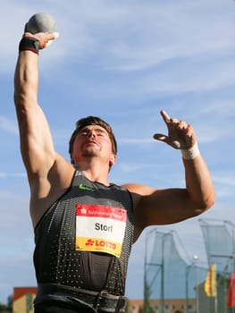 German shot putter David Storl (SC DHfK Leipzig at the Schönebecker SoleCup 2016 in Schönebeck/Elbe