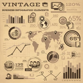 Infographic elements collection, business vector illustration in vintage style.