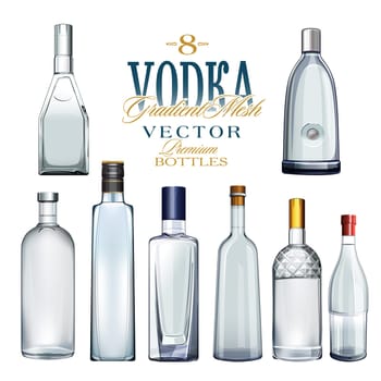 8 different bottles of vodka