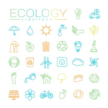 Ecology concept line style vector icons set.
