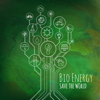 Ecology infographic elements and icons tree. Bio Energy