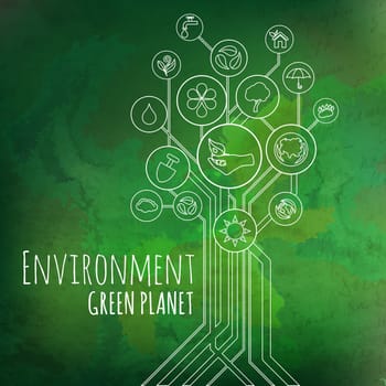 Ecology infographic elements and icons tree. Environment, Green Planet