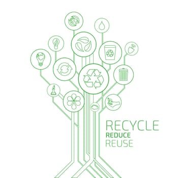 Ecology infographic elements and icons tree. Recycle, Reduce, Reuse