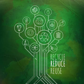 Ecology infographic elements and icons tree. Recycle, Reduce, Reuse
