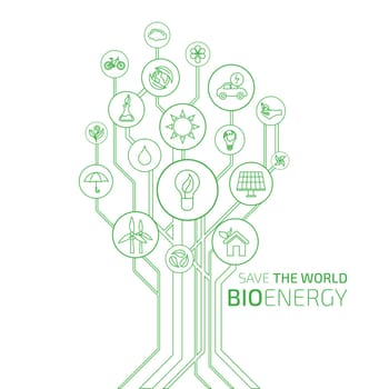 Ecology infographic elements and icons tree. Bio Energy