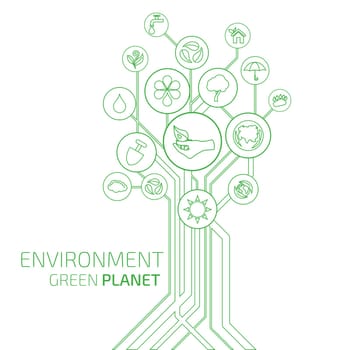 Ecology infographic elements and icons tree. Environment, Green Planet
