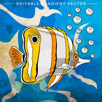 Fish in aquarium. Bright colorful vector illustration.