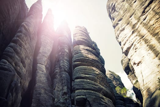 rock town,national park of adrspach-teplice in czech republic,vintage effect