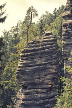 rock town,the national park of adrspach-teplice in the czech republic,vintage effect