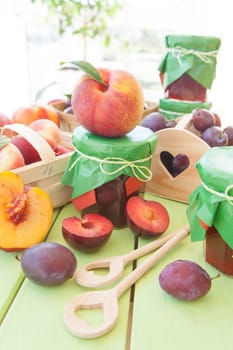 Homemade jelly from various fresh stone fruits