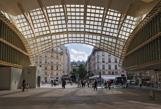 entrance and canopy forum les halles in paris, france