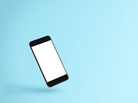 phone blank screen on blue background concept