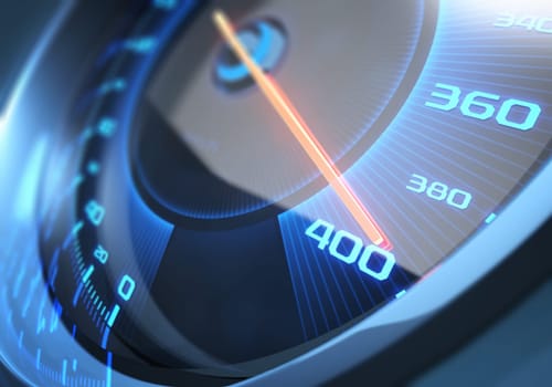Speedometer scoring the fastest speed. Depth of field with focus on 400.