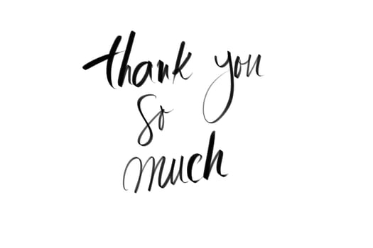Thank You So Much message. Authentic hand writing isolated over white background as graphic resource.