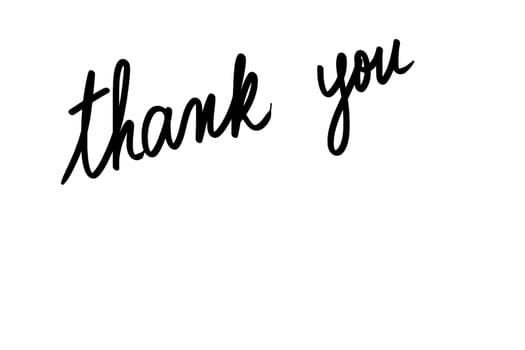 Thank you message. Authentic hand writing isolated over white background as graphic resource.