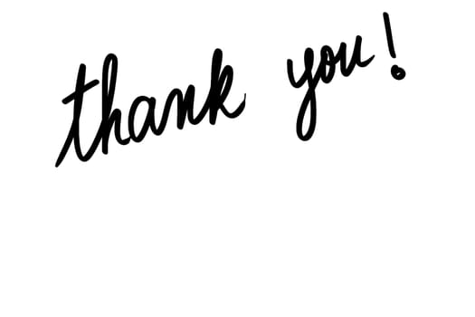 Thank you message. Authentic hand writing isolated over white background as graphic resource.