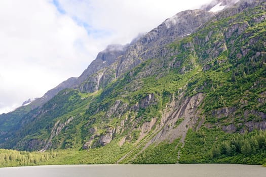 Green and Bare Rocks in the Valley of the Glaciers near Stewart, British Columbia