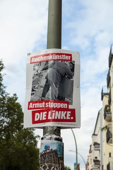 "Calculating artist,stopping poverty"" Die Linke,election advertising in Berlin 2016"