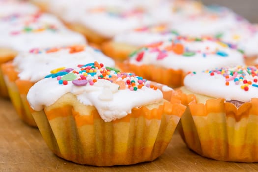 View of a freshly prepared Easter cupcake