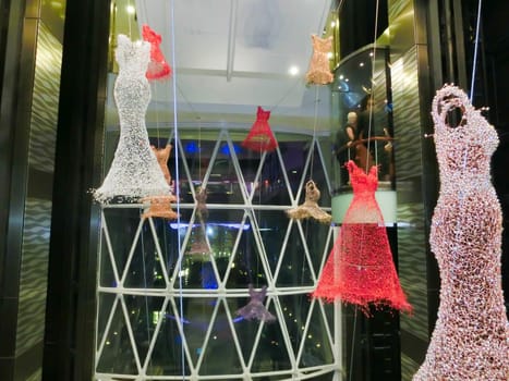 Barselona, Spaine - September 07, 2015: The cruise ship Allure of the Seas, The Royal Caribbean International. The the interior of the elevator inside the ship