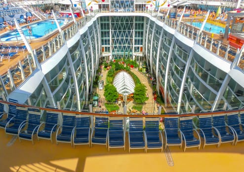Barselona, Spaine - September 06, 2015: Royal Caribbean, Allure of the Seas sailing from Barselona on September 6 2015. The second largest passenger ship constructed behind sister ship Oasis of the Seas.