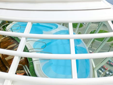 Barselona, Spaine - September 06, 2015: The cruise ship Allure of the Seas, The Royal Caribbean International. The interior view of the ship - jacuzzi pool overhanging the sea