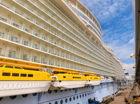 Barselona, Spaine - September 06, 2015: Royal Caribbean, Allure of the Seas is in port at startup in Barselona on September 6 2015. The second largest passenger ship constructed behind sister ship Oasis of the Seas.