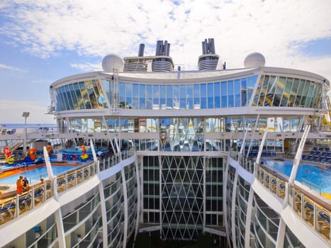 Barselona, Spaine - September 06, 2015: Royal Caribbean, Allure of the Seas sailing from Barselona on September 6 2015. The second largest passenger ship constructed behind sister ship Oasis of the Seas.