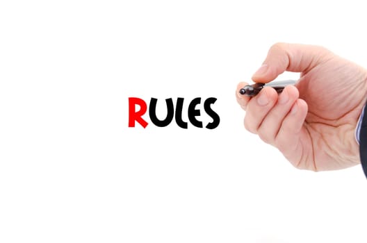 Rules text concept isolated over white background