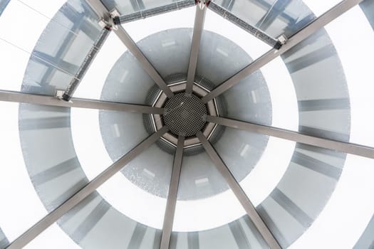 Glass dome,glass roof sweeping modern architecture..
