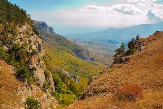 Crimean mountains. Mountains in Crimea at the sunny summer day.