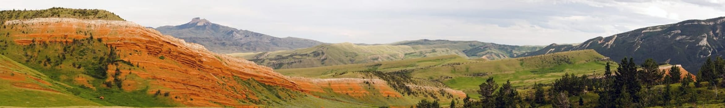 Cloudy skies cover beautiful landscape in Yellowstone