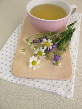 Herbal tea with chamomile and lavender