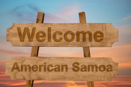 welcome to american samoa sing on wood background