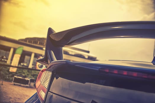 close up on sports car spioler
