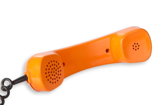Retro telephone receiver on a white background