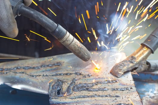 Welding work in detail