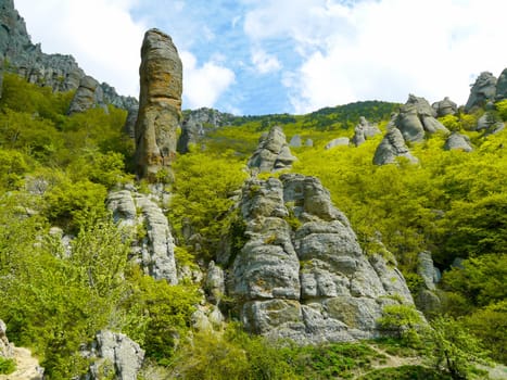 Crimean mountains. Mountains in Crimea at the sunny summer day.
