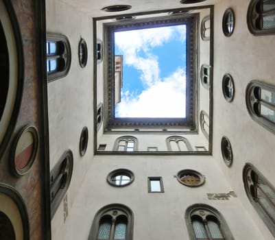 Florence, Italy, inside Palazzo Vecchio the first courtyard
