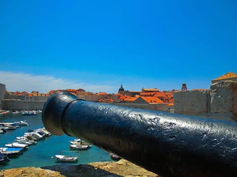 Old canon on Fort Lovrijenac or St. Lawrence Fortress, Dubrovnik, Croatia