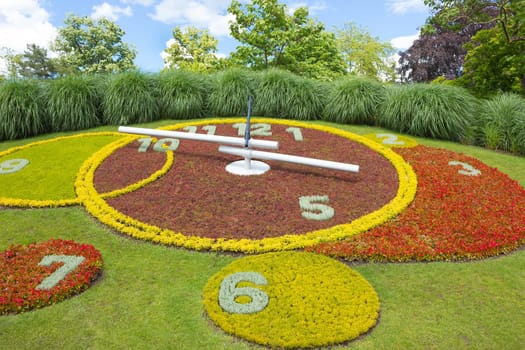 Geneva, Switzerland - The Flower Clock at Geneva city lakefront