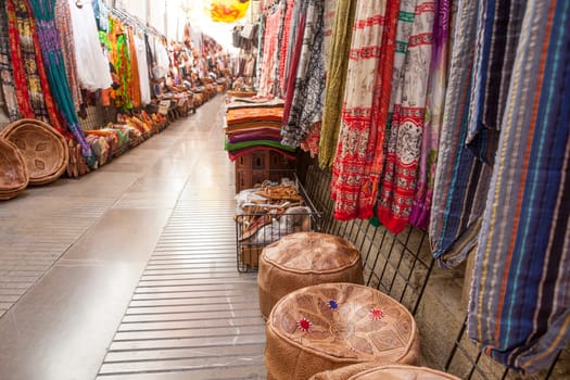Narrow streets filled with shops called Alcaiceria, originally home to a Moorish silk market, Granada, Spain