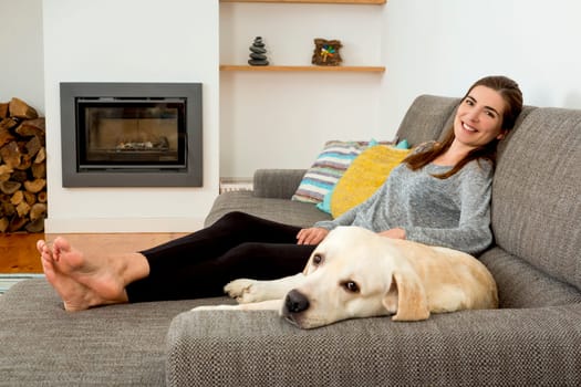 Beautiful woman at home with her best friends