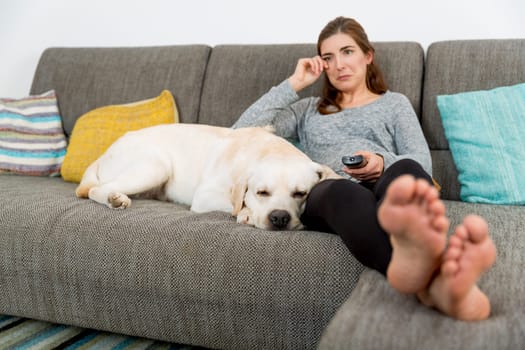 Beautiful woman at home with her best friends
