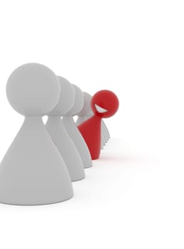Be different or creative concept image with a red character on a white background, 3d rendering
